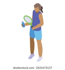 Girl tennis player icon isometric vector. Splash speed. Water pause time