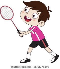 Girl tennis player playing tennis with racket and ball in action cartoon illustration	