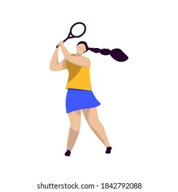 Girl tennis player with a racket. Vector illustration in a flat style on the theme of sports.