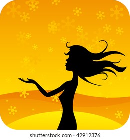 Girl with text