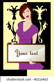 The girl with the text on background
