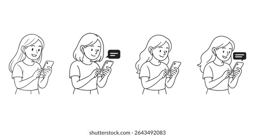 Girl texting on smartphone with wireless earbuds in ears