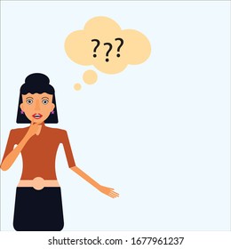 Girl thinking about something. People character vector illustration flat design