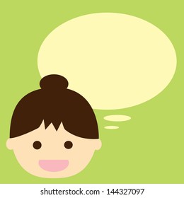 girl thinking bubble lable