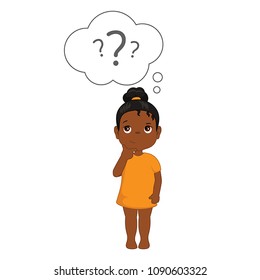 Girl thinking. Cartoon style vector illustration on white background.