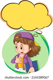 A girl thinking with empty callout illustration