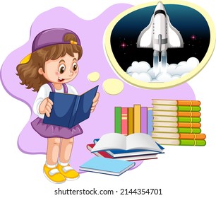 A girl thinking with empty callouts illustration