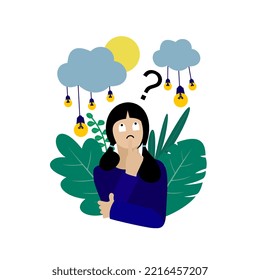 Vector de ilustración plana de pensamiento femenino 