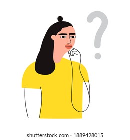 Pensando en las chicas. Ilustración vectorial dibujada a mano sobre fondo blanco.