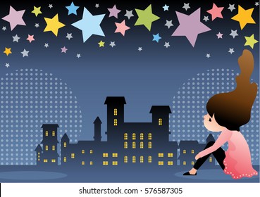 A Girl is Thinking at Night