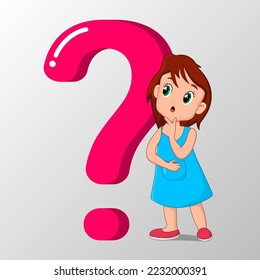 Ilustración vectorial de pensamiento femenino con signo de interrogación.