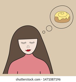 Girl thinks about a bun
