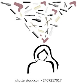a girl thinks about things ,vector illustration