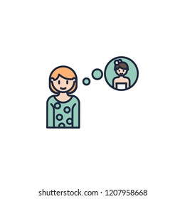 girl thinks about wedding cartoon icon. Element of family icon for mobile concept and web apps. Cartoon girl thinks about wedding icon can be used for web and mobile