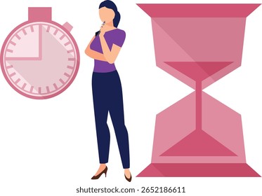 Girl thought time was passing. She starts an hourglass.