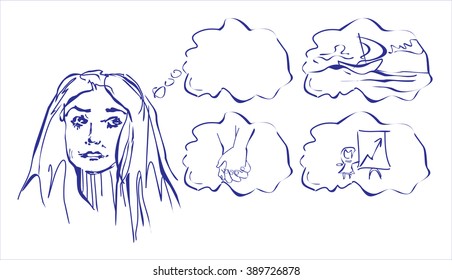 girl thoughts ball pen template