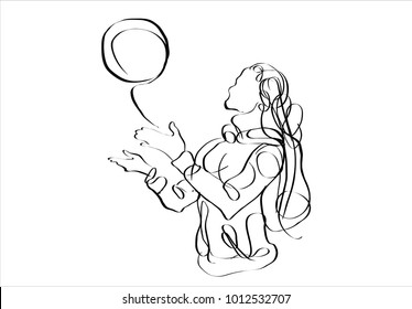 A girl throwing a ball up-sketch