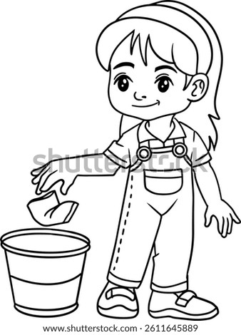 girl throwing out trash vector illustration
