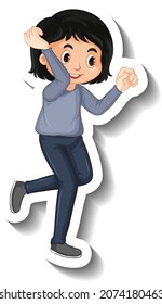 Girl throwing something cartoon character illustration