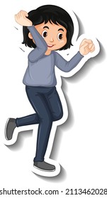 Girl throwing something cartoon character illustration