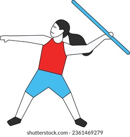 The girl is throwing a spear.