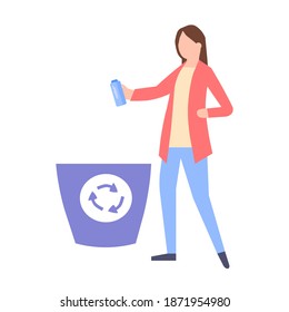 Girl throws out trash, a vector graphics