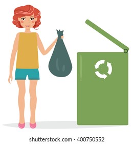 Girl Throws Rubbish Vector Isolated Illustration Stock Vector (Royalty ...