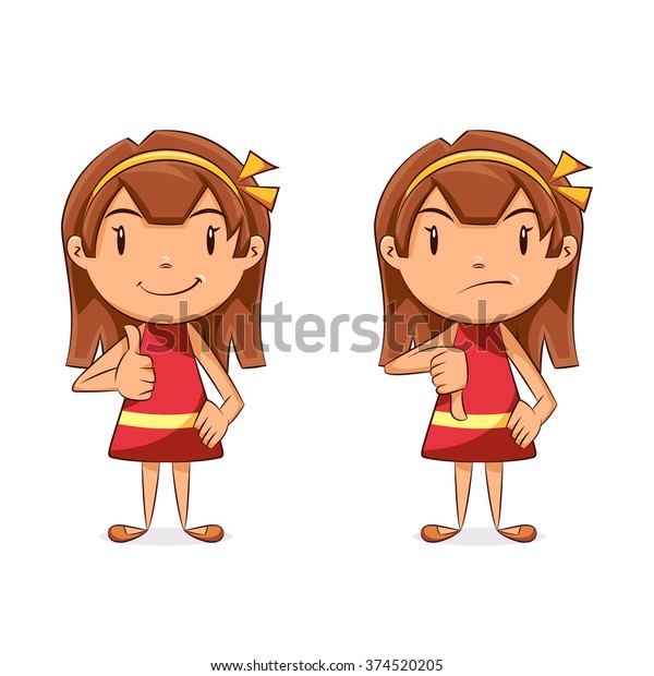 Girl Thumbs Thumbs Down Vector Illustration Stock Vector Royalty