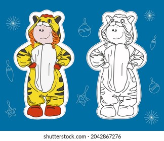 Girl in tiger costume pack de stickers