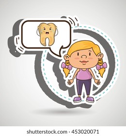 girl with tooth isolated icon design, vector illustration  graphic 