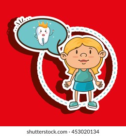 girl with tooth isolated icon design, vector illustration  graphic 