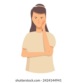 Girl toothache icon cartoon vector. Dental caries. Cheek oral sick