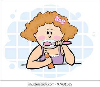 girl with toothbrush