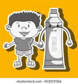 girl with toothpaste isolated icon design, vector illustration graphic