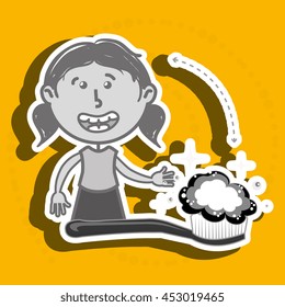 girl with toothpaste isolated icon design, vector illustration graphic
