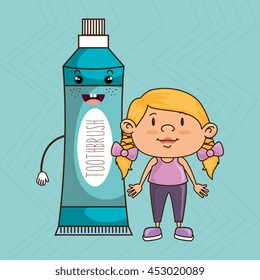 girl with toothpaste isolated icon design, vector illustration graphic