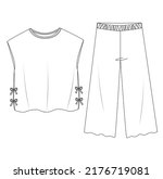 girl top pant set cad drawing