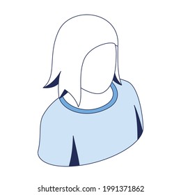 Girl torso. Vector 3d line isometric, color web icons, new flat style. Creative design idea and elements for infographics.