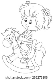 Girl and toy horse