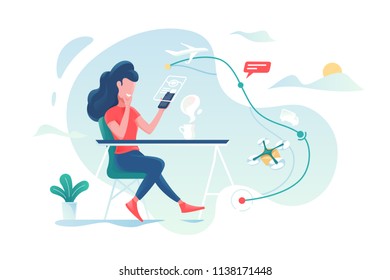 Girl tracks tracking of parcel