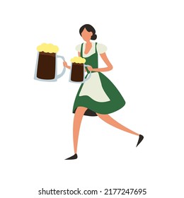 Girl in traditional green german costume on Oktoberfest