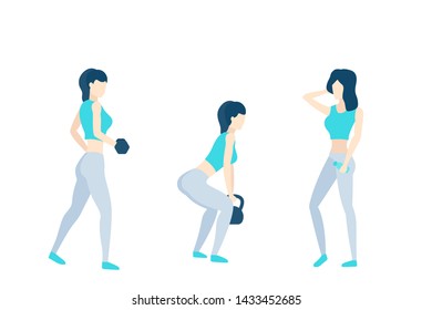 girl training in the gym, vector