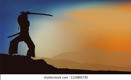 girl training with sword shadow