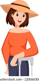 Girl Traveling with Suitcase Character Design Illustration