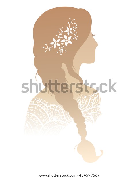 Girl Tress Back Wedding Hair Style Stock Vektorgrafik