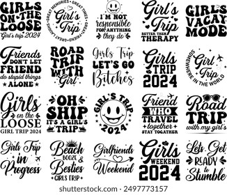 Girl trip   EPS Bundle typography Style vector icon which can easily modify or edit 