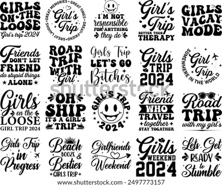 Girl trip   EPS Bundle typography Style vector icon which can easily modify or edit 