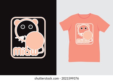 Girl T-shirt Design | cat T-shirt | pink cat tshirt design template