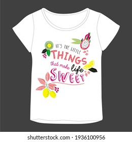 Girl tshirt design, Kids fashion vector illustration.