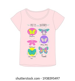 Girl tshirt design, Kids fashion vector illustration.